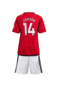 Manchester United Christian Eriksen #14 Jalkapallovaatteet Lasten Kotipeliasu 2023-24 Lyhythihainen (+ Lyhyet housut)